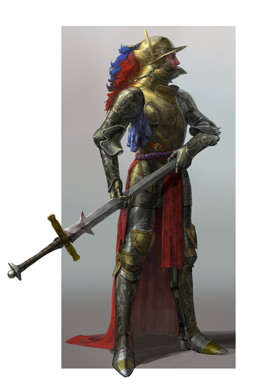 Knight in Full Armor — Silver, Dramatic, Digital Art
