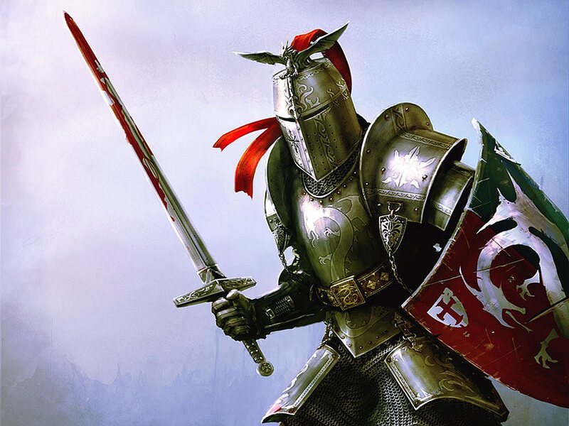 Knight in Full Armor — Silver, Dramatic