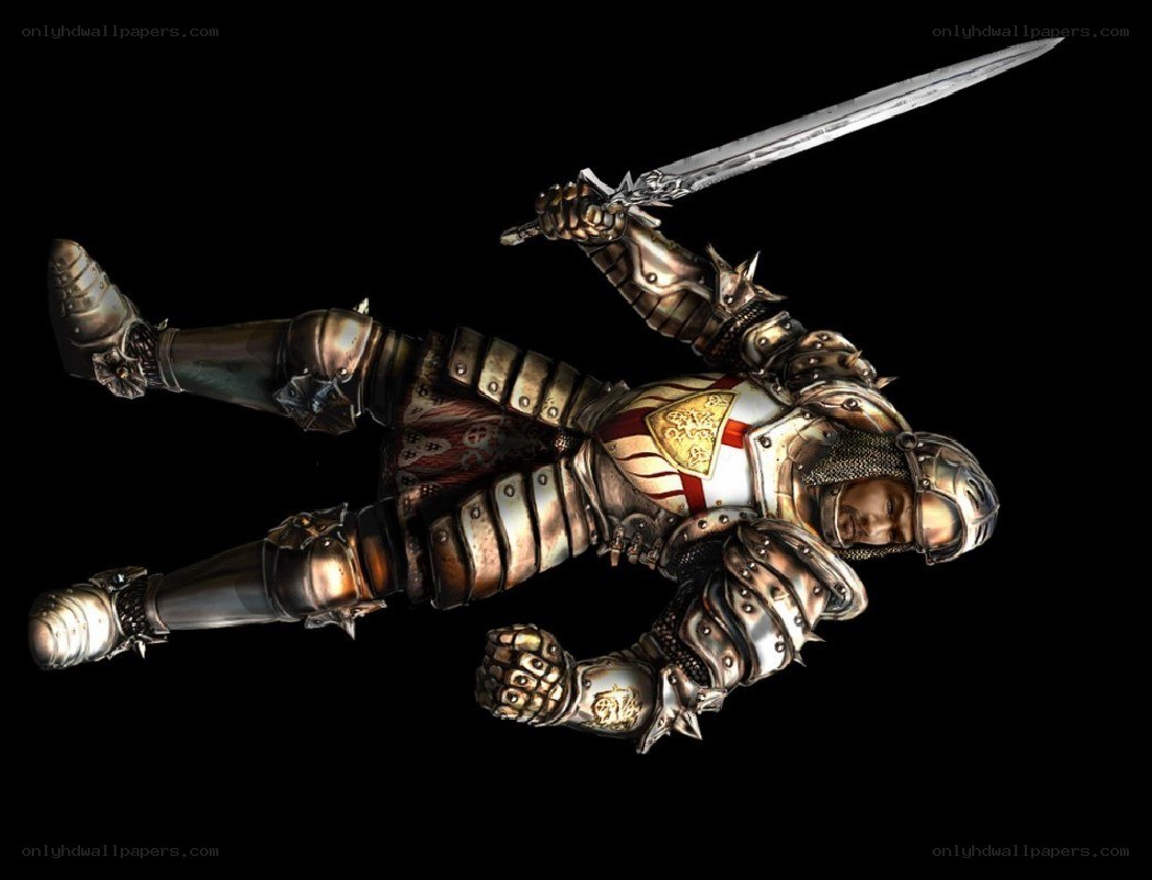 Knight in full armor with sword
