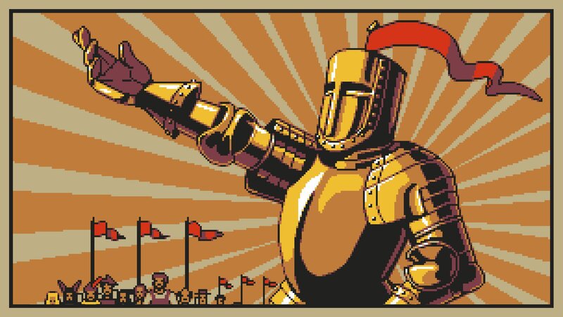 Knight in Golden Armor — Gold, Dramatic, Pixel Art