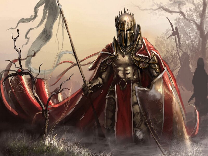 Knight in red cloak