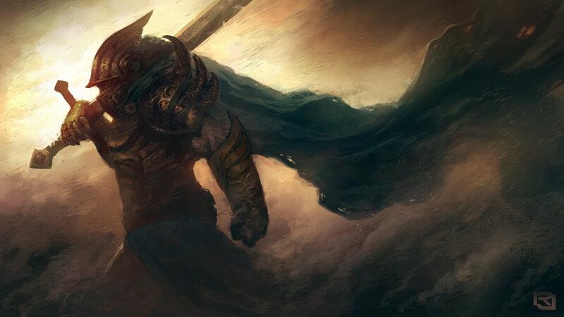 Knight in stormy light