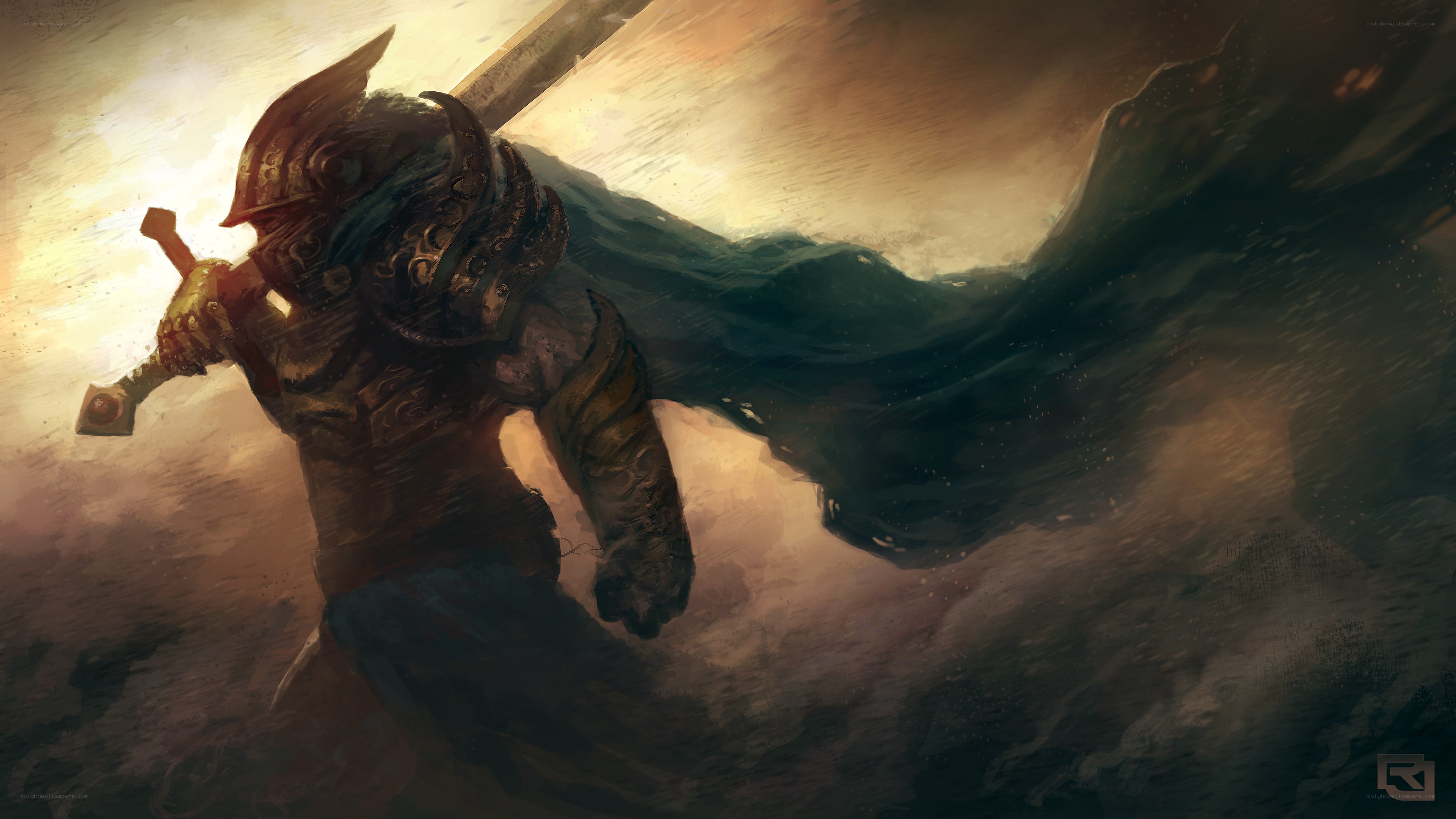Knight in stormy light