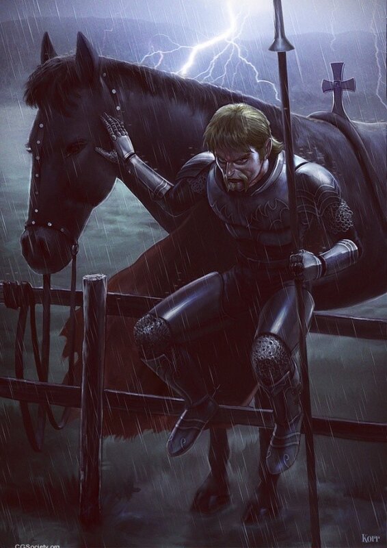 knight in the rain
