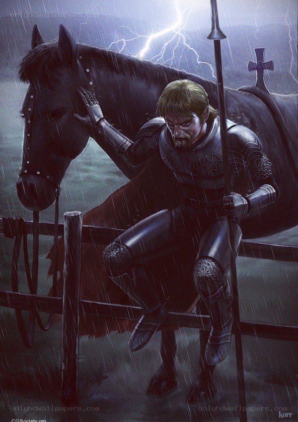 knight in the rain