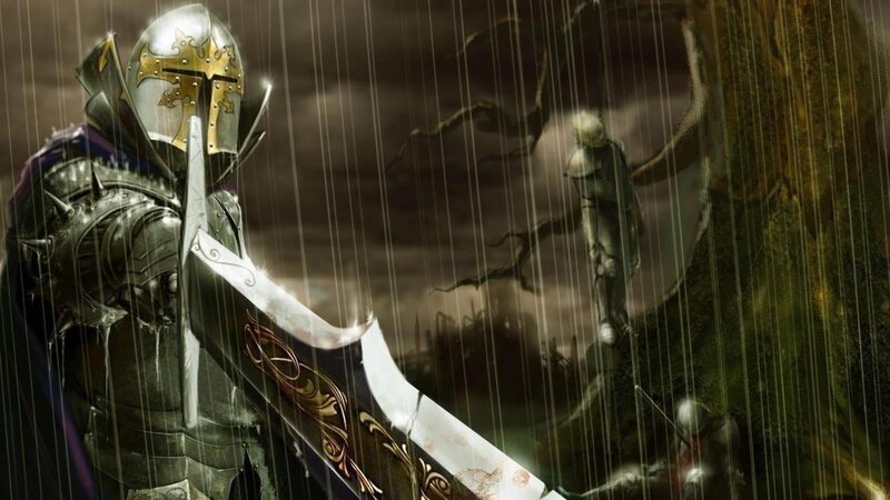 Knight in the rain