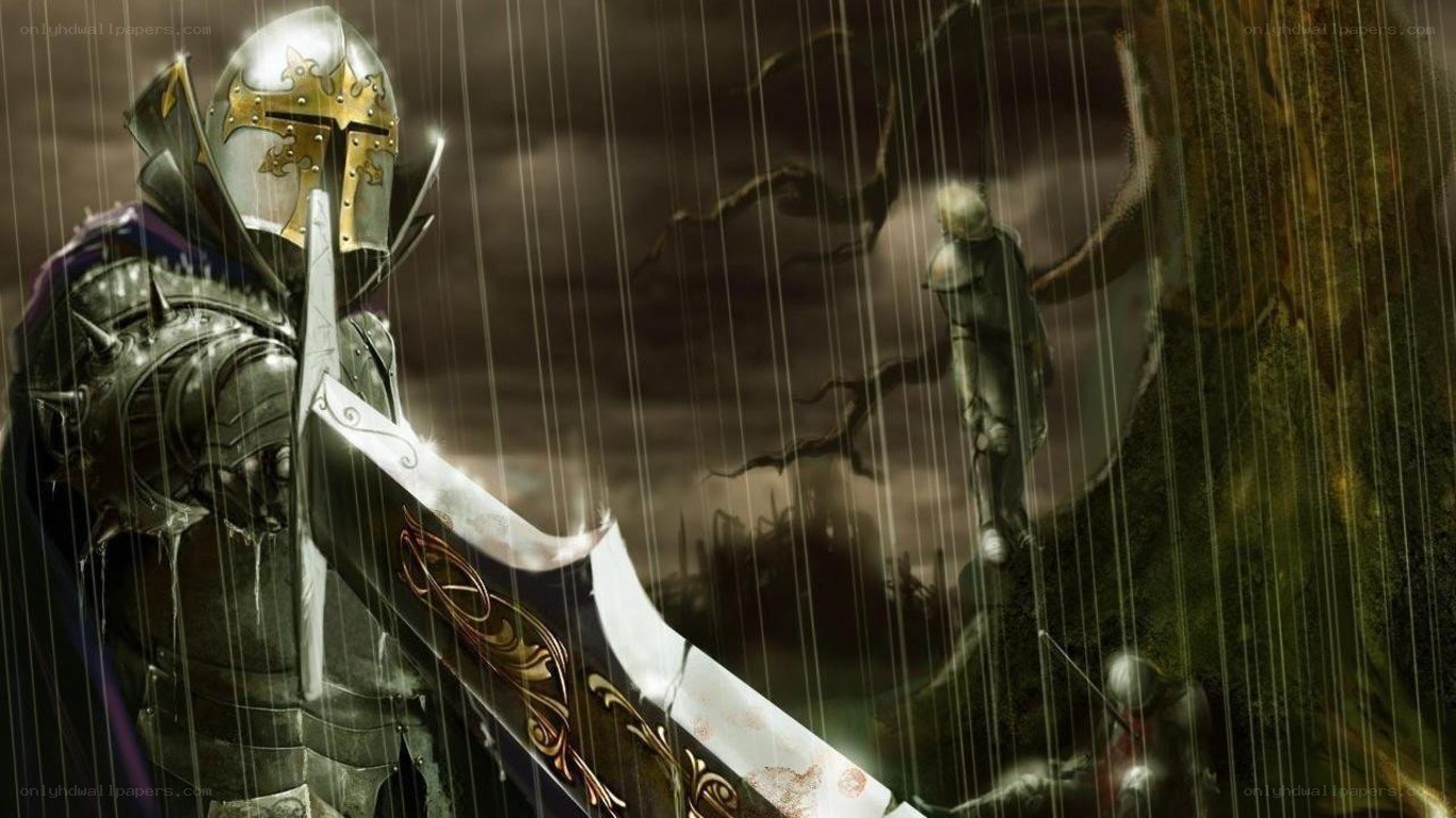 Knight in the rain
