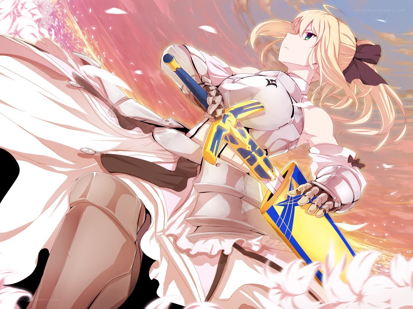 Knight in white armor with sword