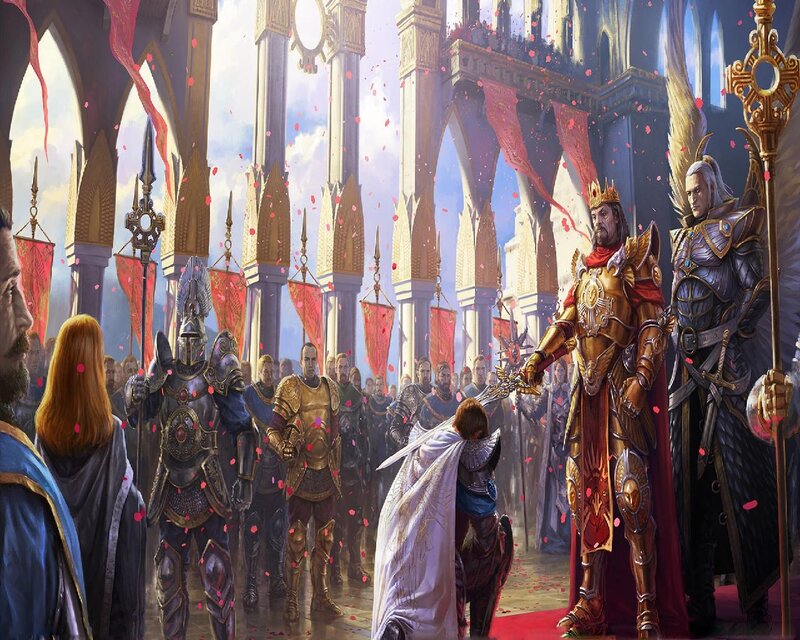 Knight Kneeling Before King — Gold, Ceremonial