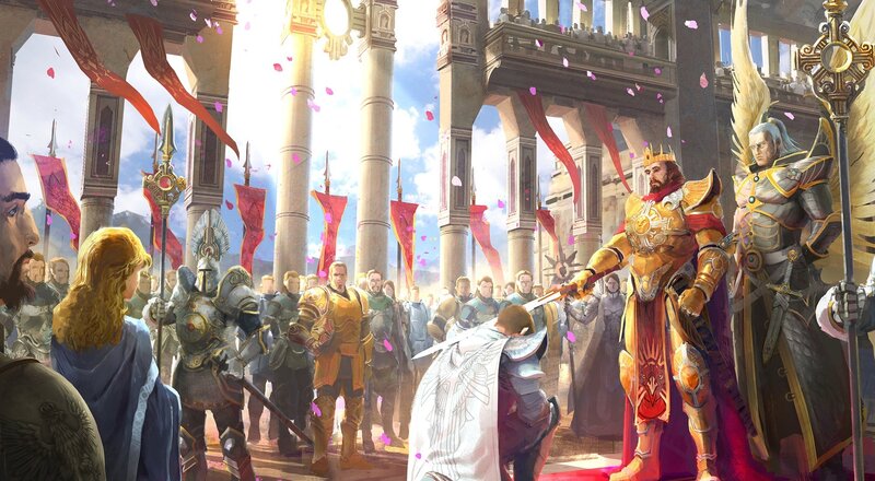 Knight Kneeling Before King — Gold