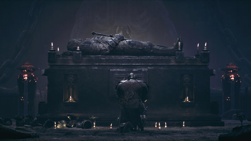 Knight Kneeling Before Tomb