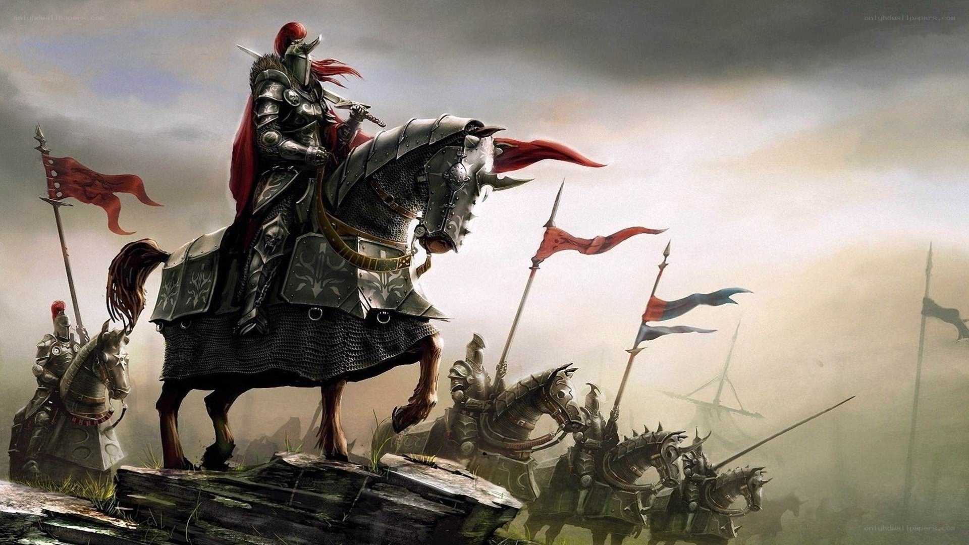 Knight leading cavalry charge