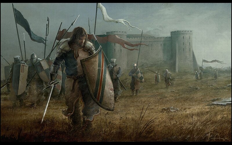 Knight Leading Soldiers