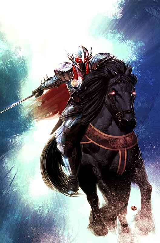 Knight on a black horse