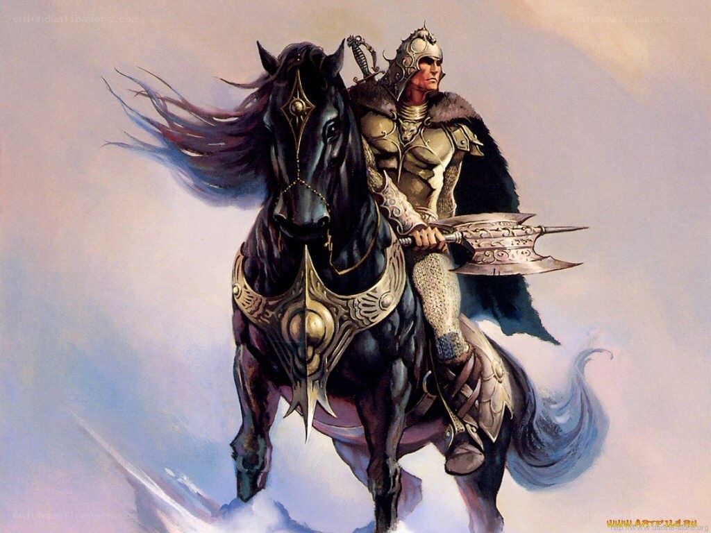 Knight on a black horse