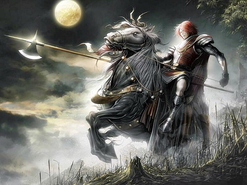 Knight on a black horse