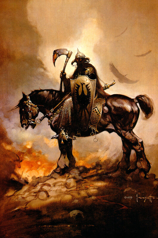 Knight on a black horse