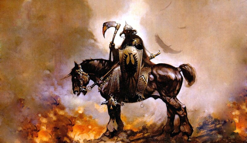 Knight on a black horse