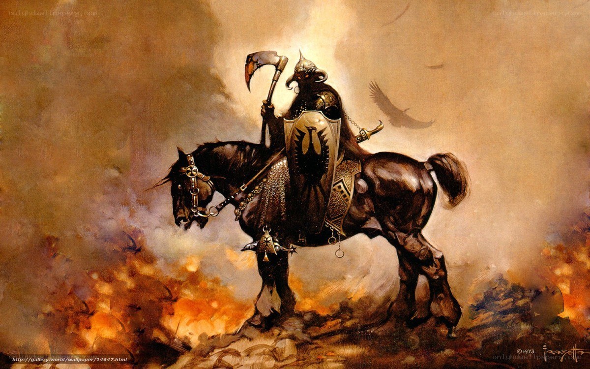 Knight on a black horse
