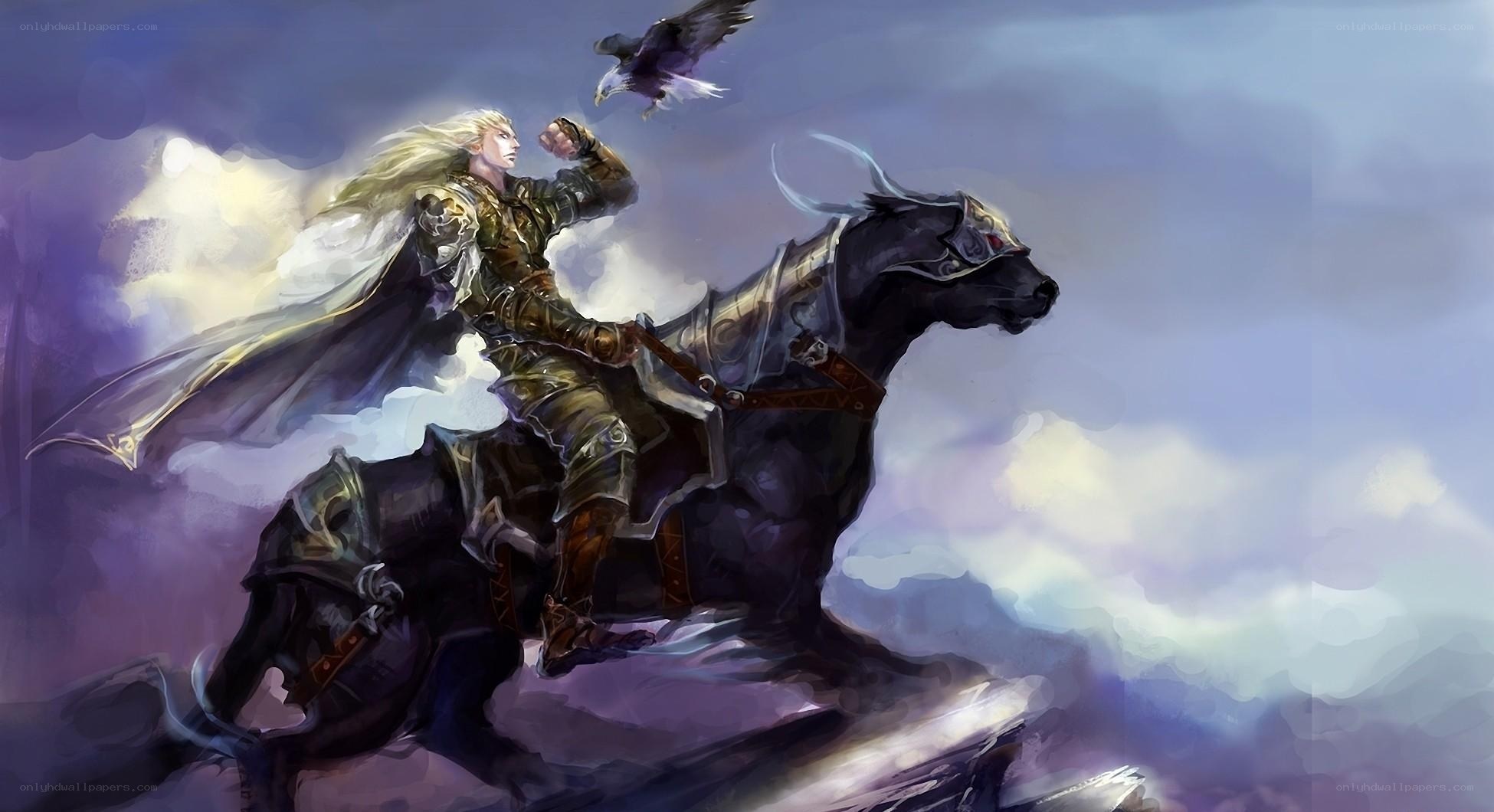 Knight on a black steed