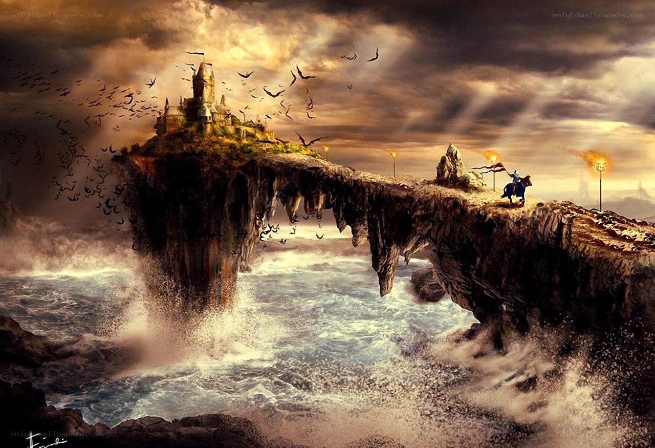 Knight on a cliff bridge