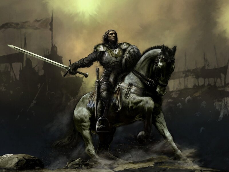 Knight on a Horse — Gray, Dramatic