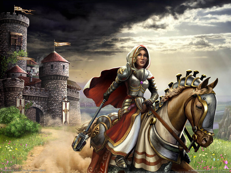 Knight on a horse near castle