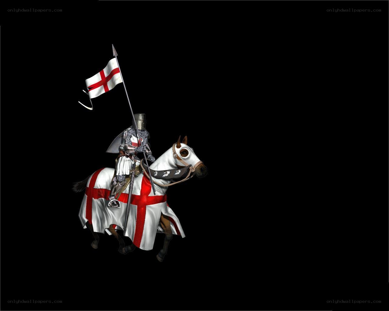 Knight on a horse with flag