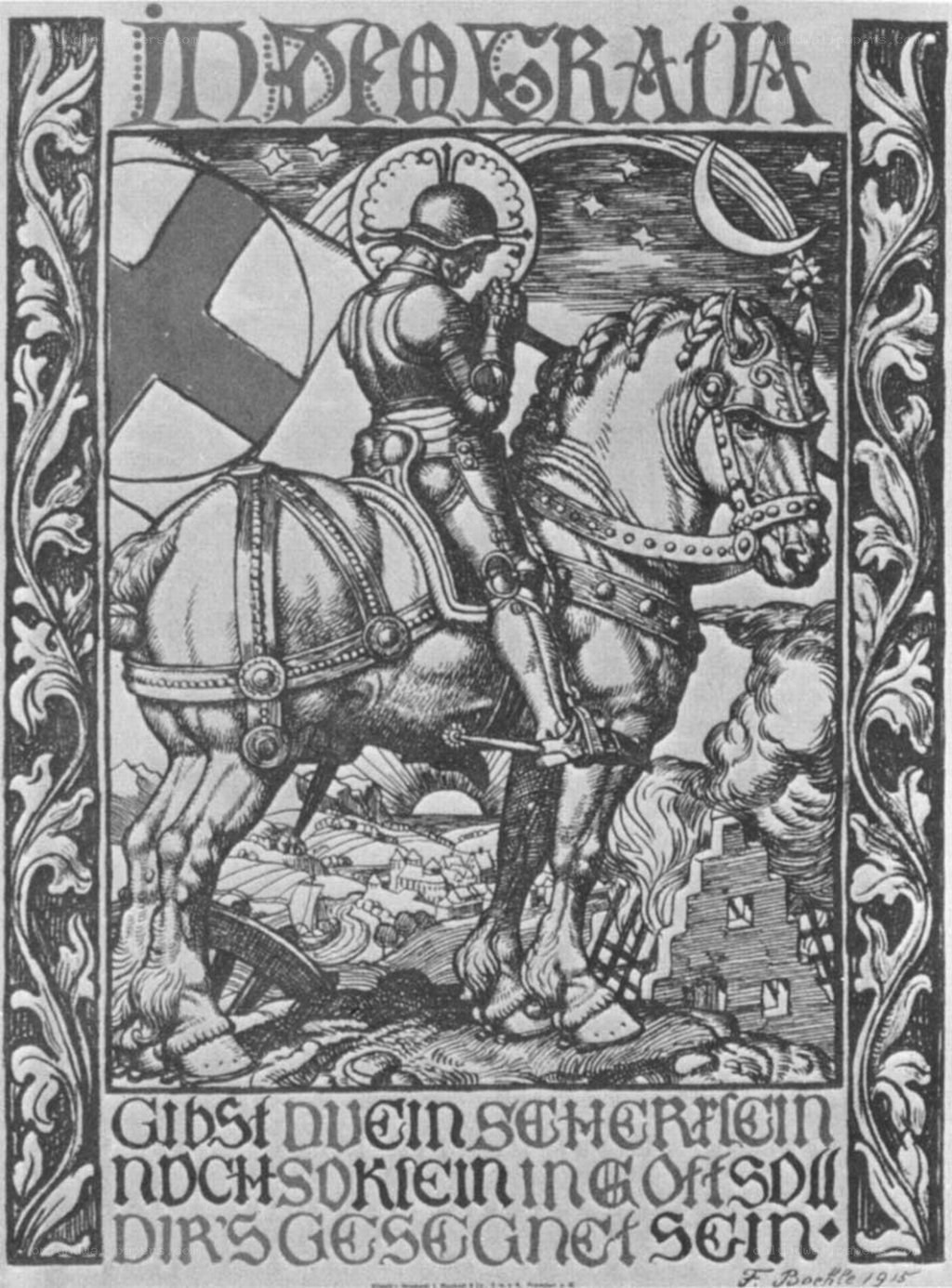 Knight on a horse with flag