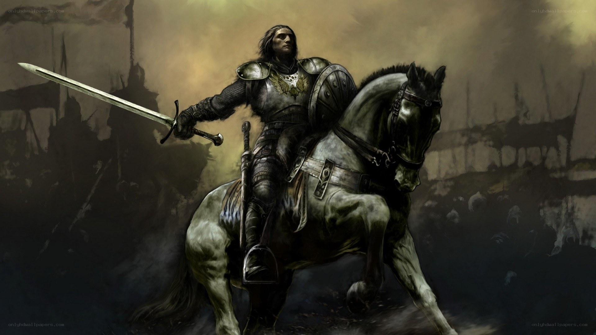 knight on a horse with sword