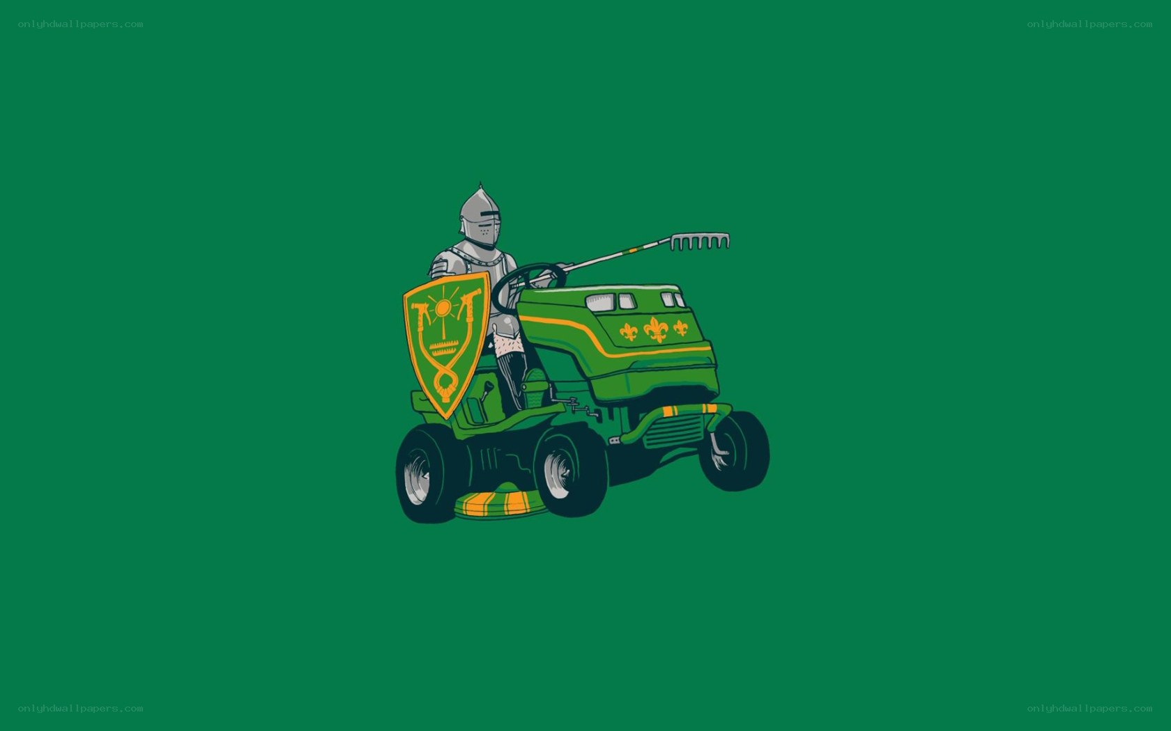 Knight on a lawnmower