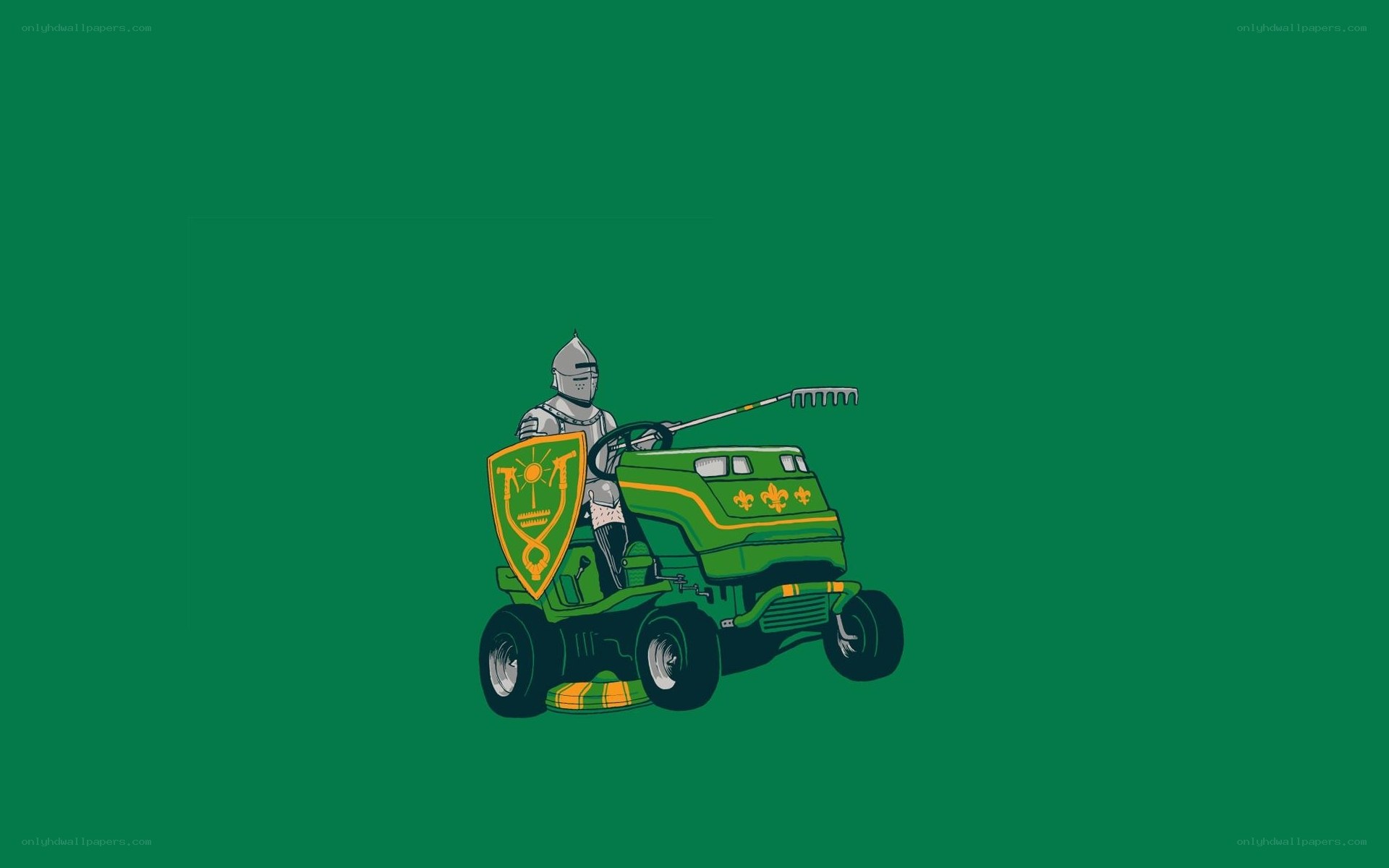 knight on a lawnmower