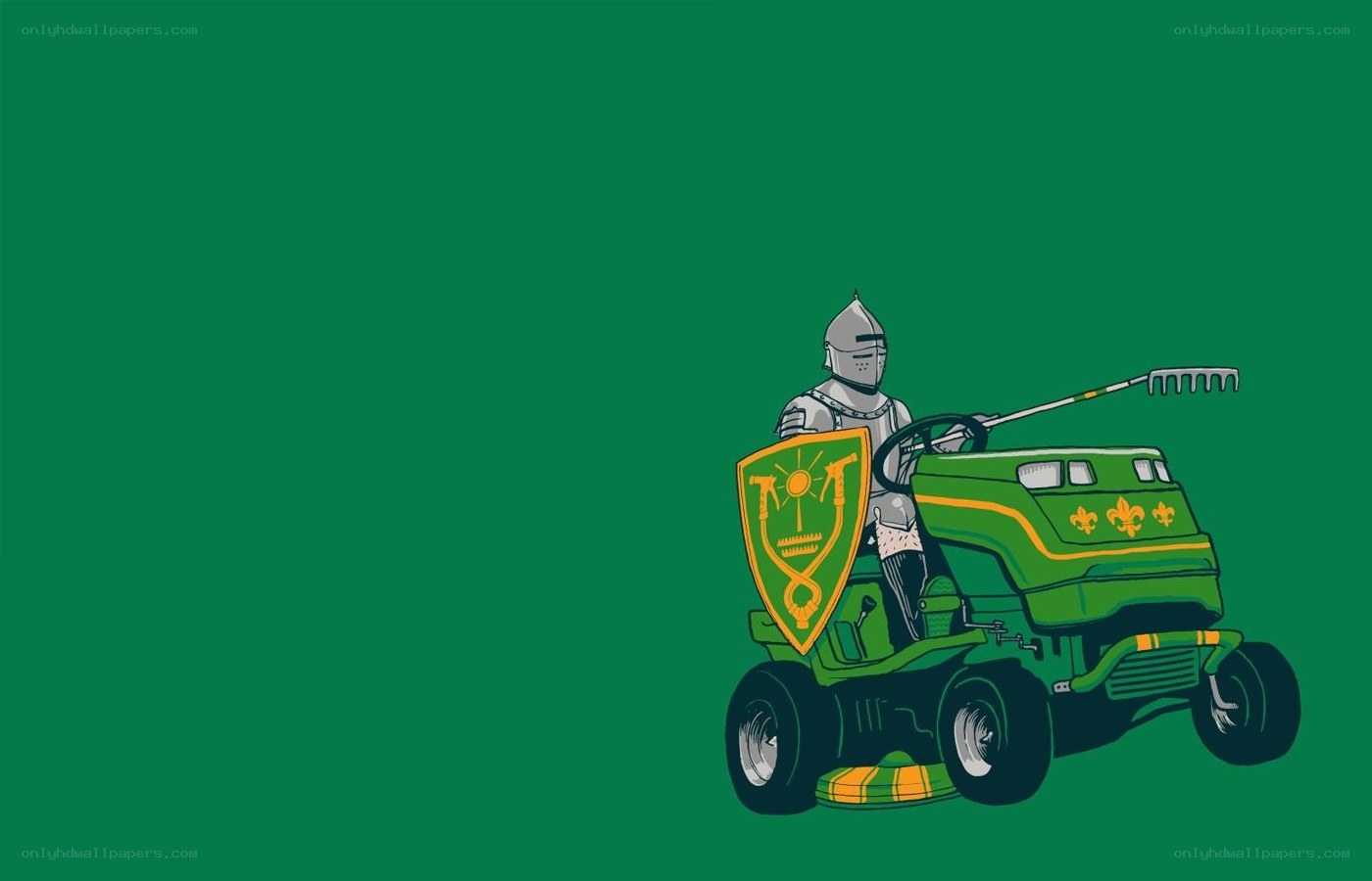 knight on a lawnmower
