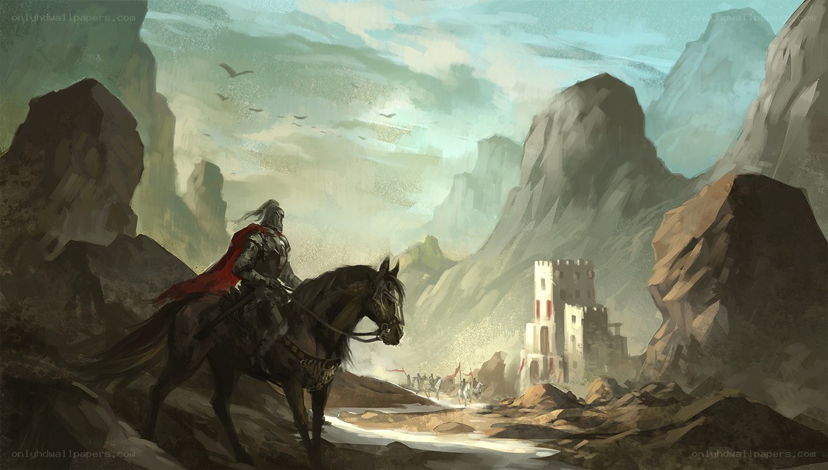 Knight on a mountain path