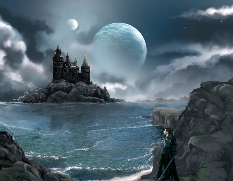 Knight on a rocky shore