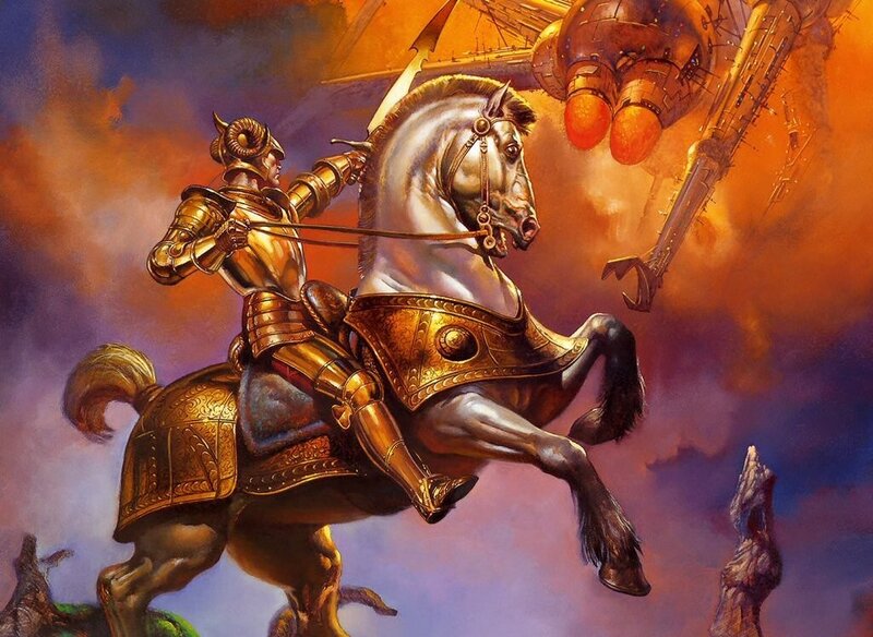 Knight on a steed in battle