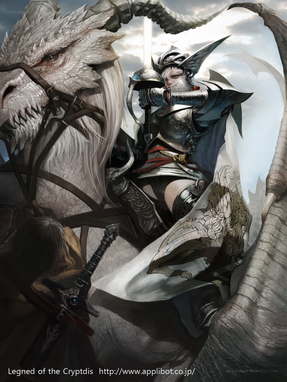 Knight on a white dragon