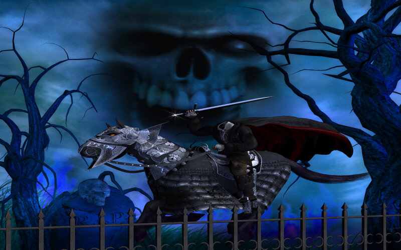 Knight on Armored Horse — Blue, Dark