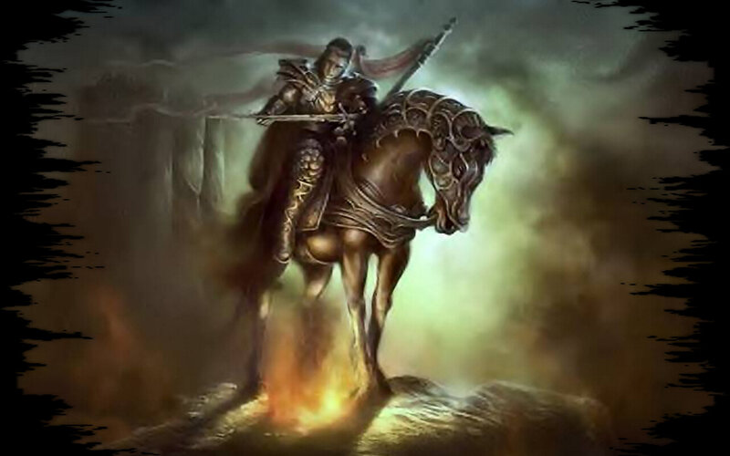 Knight on Armored Horse — Brown