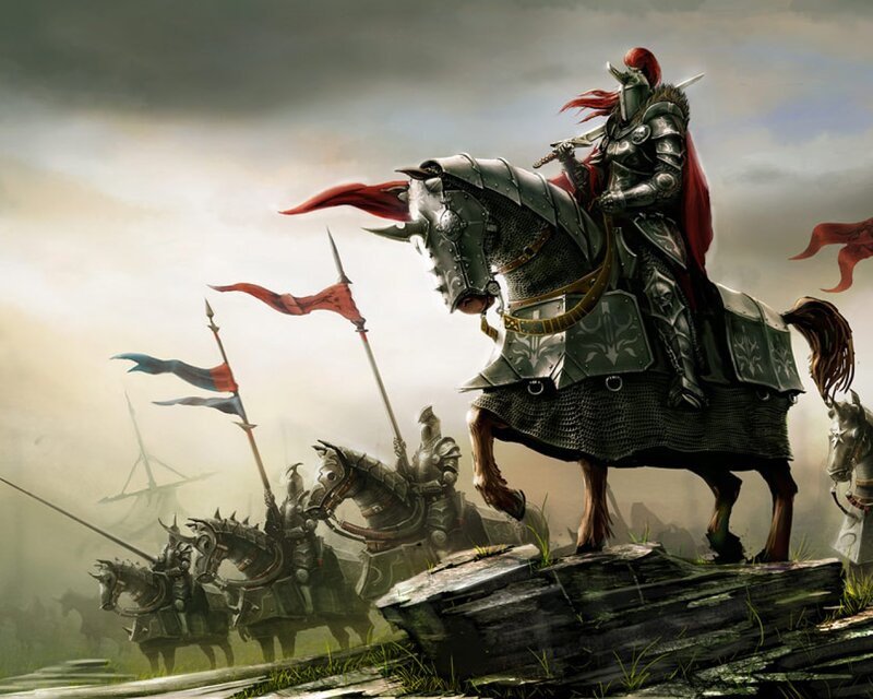 Knight on Armored Horse — Gray, Dramatic, Digital Art