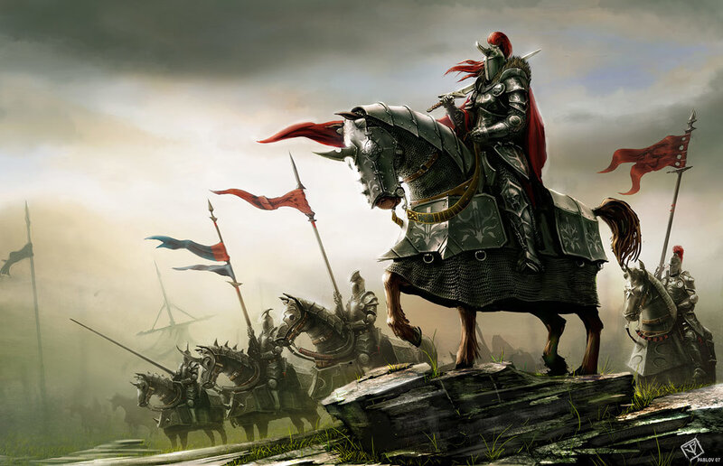 Knight on Armored Horse — Gray