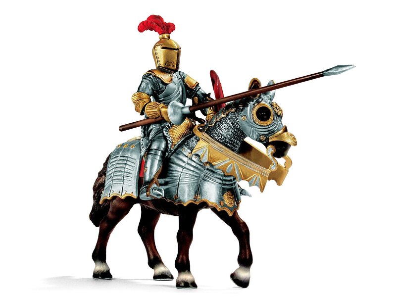 Knight on Armored Horse — Silver
