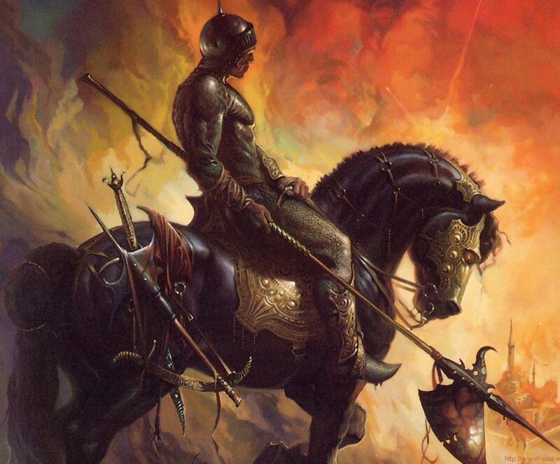 Knight on Black Horse — Dramatic