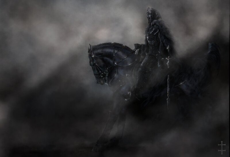 Knight on Black Horse