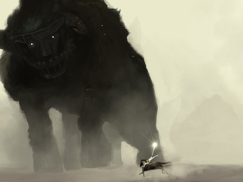 Knight on Horse Facing Beast — Gray