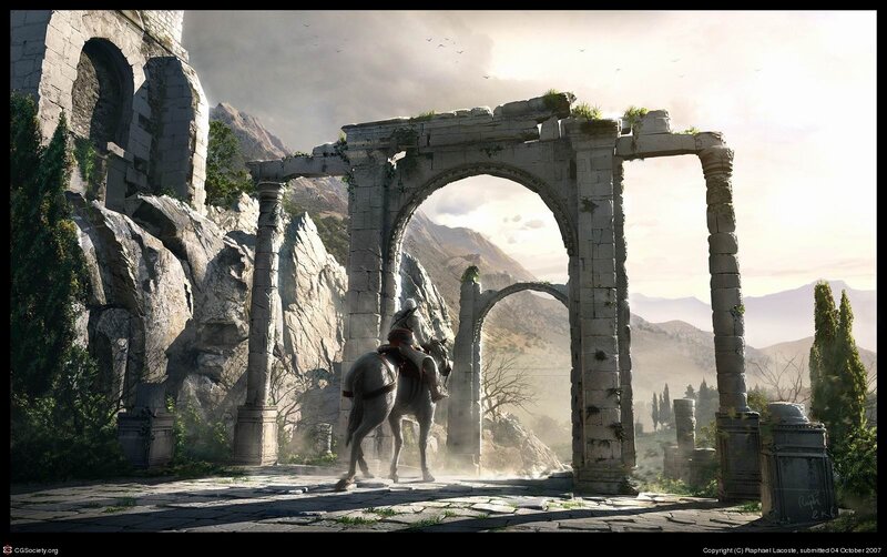 Knight on Horse in Ruins