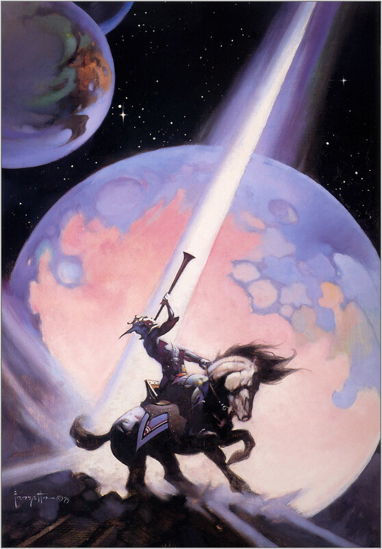 Knight on horse in space