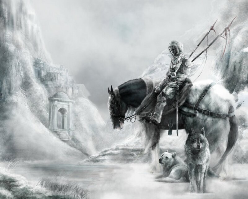 Knight on Horse with Wolves