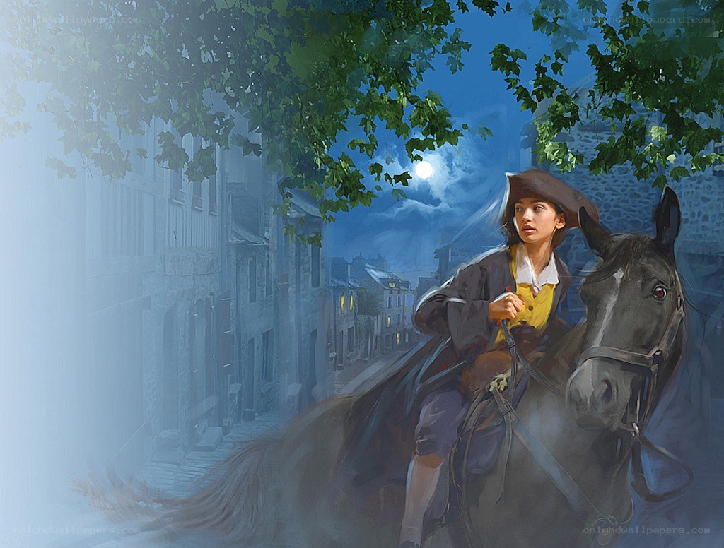 Knight on horseback at night