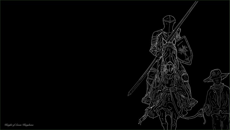 Knight on Horseback — Black, Dramatic, Illustration, Horse, Shield